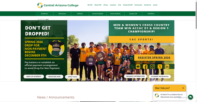 Security scan screenshot of https://centralaz.edu/home-2-2-2/