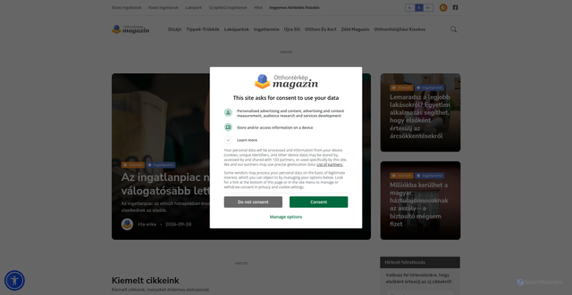 Security scan screenshot of https://magazin.otthonterkep.hu