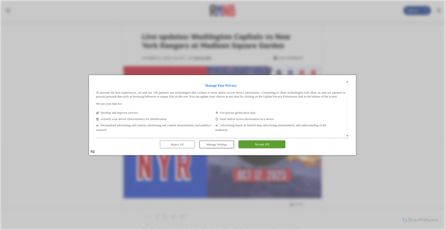 Security scan screenshot of https://russianmachineneverbreaks.com/2025/10/12/live-updates-washington-capitals-vs-new-york-rangers-madison-square-garden-101225/