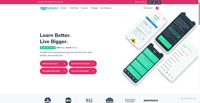 Security scan screenshot of https://aceable.com