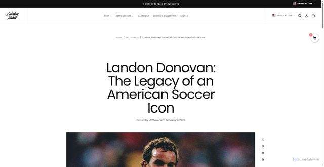 Security scan screenshot of https://saturdaysfootball.com/blogs/the-journal/landon-donovan-the-legacy-of-an-american-soccer-icon?srsltid=AfmBOoqfbOFx_TEyWIaaObjonjGorzBZPIvqIpyHQoLVZrPCXaZ4MaZX