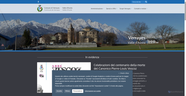 Security scan screenshot of https://www.comune.verrayes.ao.it