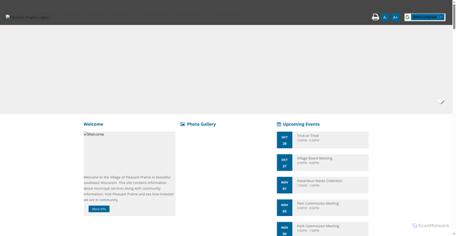 Security scan screenshot of https://www.pleasantprairiewi.gov/