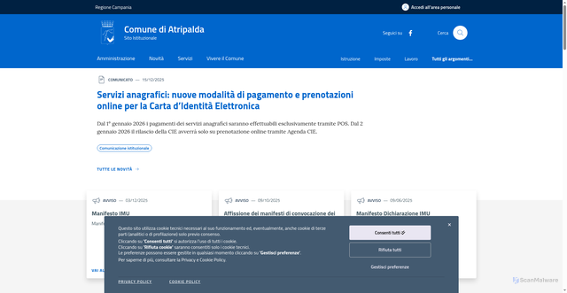Security scan screenshot of https://www.comune.atripalda.av.it/