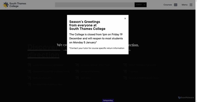 Security scan screenshot of https://stcg.ac.uk/south-thames-college