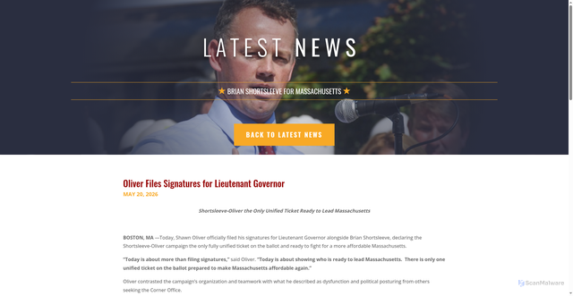 Security scan screenshot of https://brianshortsleeve.com/oliver-files-signatures-for-lieutenant-governor/