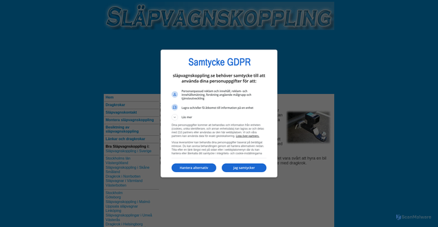 Security scan screenshot of https://xn--slpvagnskoppling-wnb.se