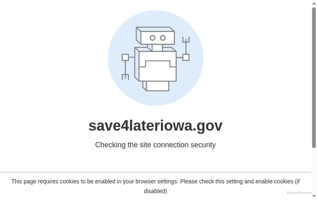 Security scan screenshot of https://save4lateriowa.gov/