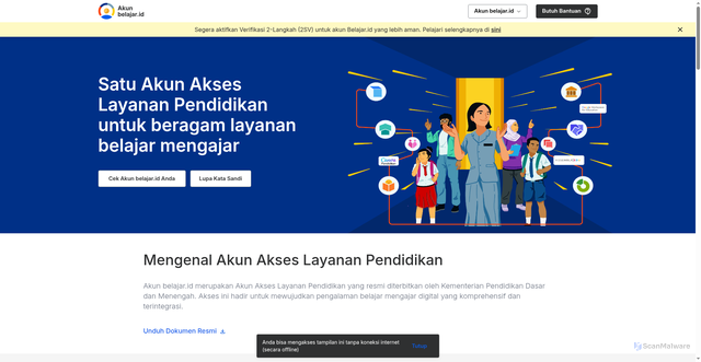 Security scan screenshot of https://belajar.id