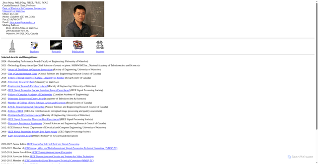 Security scan screenshot of https://ece.uwaterloo.ca/~z70wang/