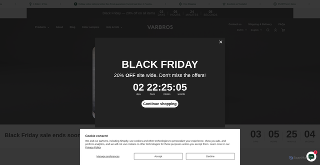 Security scan screenshot of https://varbros.com/