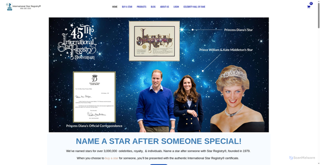 Security scan screenshot of https://www.starregistry.com