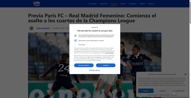 Security scan screenshot of https://madridistareal.com/previa-paris-fc-real-madrid-femenino-champions-league/