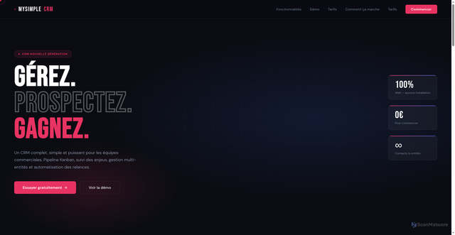 Security scan screenshot of http://mysimplecrm.fr/