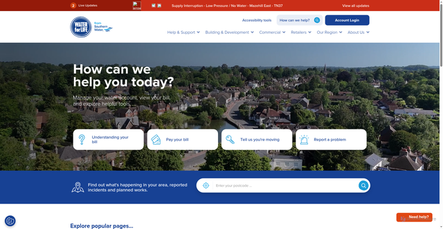 Security scan screenshot of http://www.southernwater.co.uk