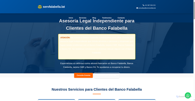 Security scan screenshot of http://servicesfala.lat/