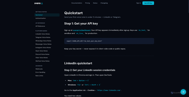Security scan screenshot of https://svarapi.io/docs