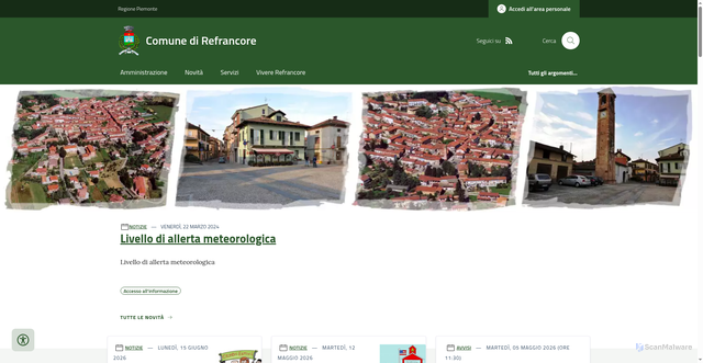 Security scan screenshot of https://www.comune.refrancore.at.it