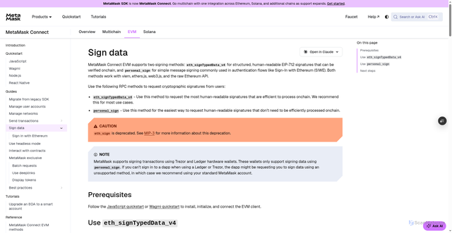 Security scan screenshot of http://metamask-docs-ldkp21iks-consensys-ddffed67.vercel.app/metamask-connect/evm/guides/sign-data