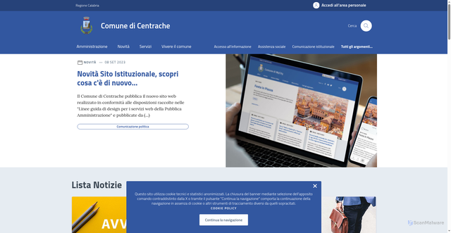 Security scan screenshot of https://comune.centrache.cz.it/