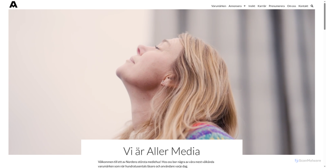 Security scan screenshot of https://www.aller.se/?utm_source=prenumerera.se&utm_medium=email&utm_campaign=Adressandring_Info_ActiveCustomers_260512