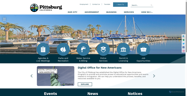 Security scan screenshot of https://www.pittsburgca.gov/