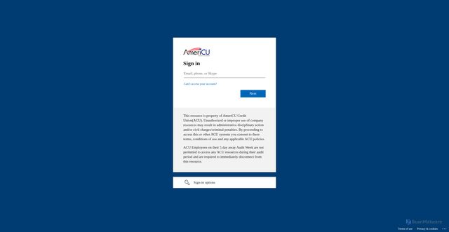 Security scan screenshot of https://americuorg.sharepoint.com