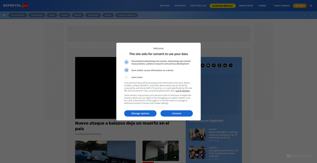 Security scan screenshot of https://repretel.com