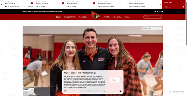 Security scan screenshot of https://catholicathletics.com/staff-directory/erin-dietz/407