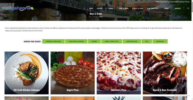 Security scan screenshot of https://www.visitgahanna.com/Explore/Dining/