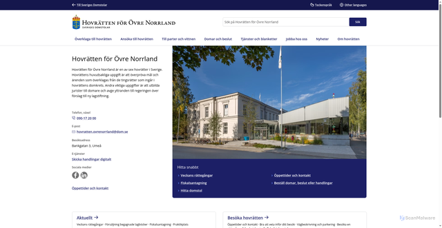 Security scan screenshot of https://www.domstol.se/hovratten-for-ovre-norrland/