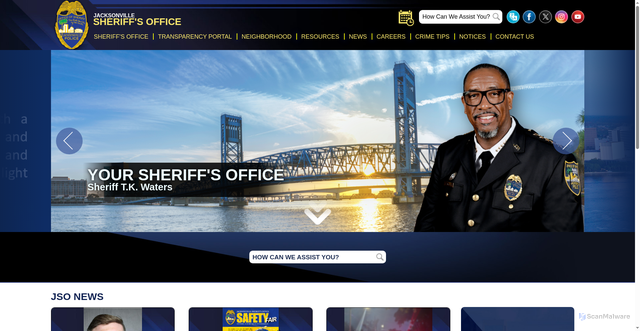 Security scan screenshot of https://www.jaxsheriff.org/