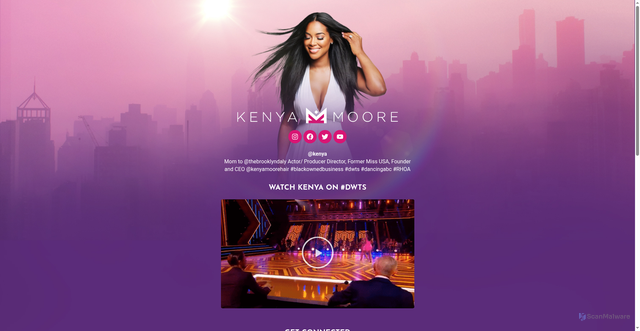 Security scan screenshot of https://kenyamoore.com/