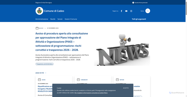 Security scan screenshot of https://www.comune.cadeo.pc.it/it