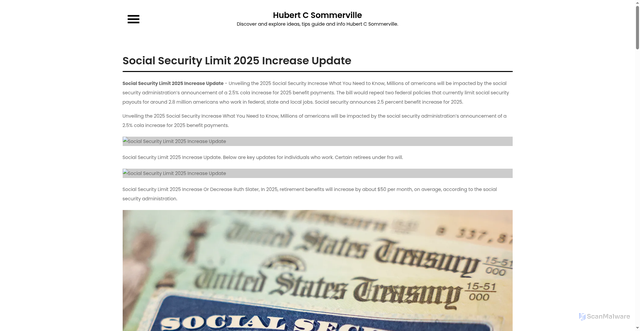 Security scan screenshot of https://hubertcsommervillec.pages.dev/ztuqd-social-security-limit-2025-increase-update-unawz