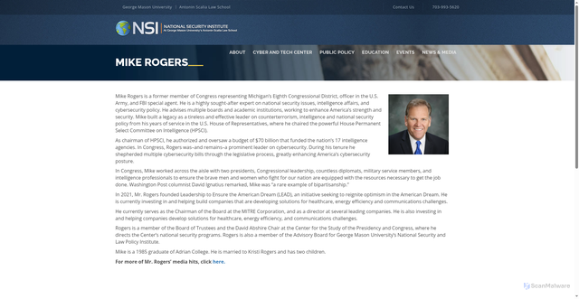 Security scan screenshot of https://nationalsecurity.gmu.edu/mike-rogers/
