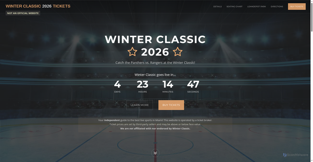 Security scan screenshot of https://www.winterclassic2026.com/