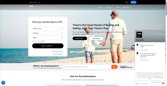 Security scan screenshot of https://popsells.com