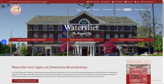 Security scan screenshot of https://watervlietny.gov/