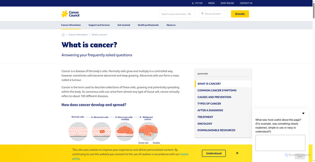 Security scan screenshot of https://www.cancer.org.au/cancer-information/what-is-cancer