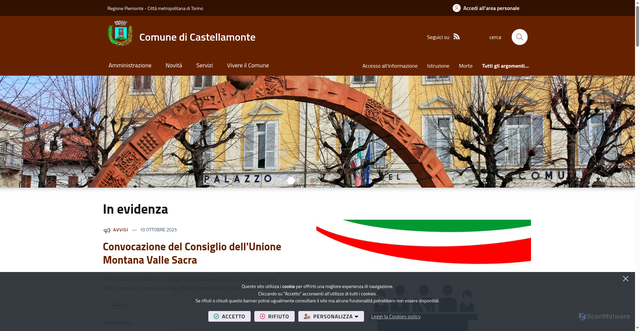 Security scan screenshot of https://www.comune.castellamonte.to.it/it-it/home