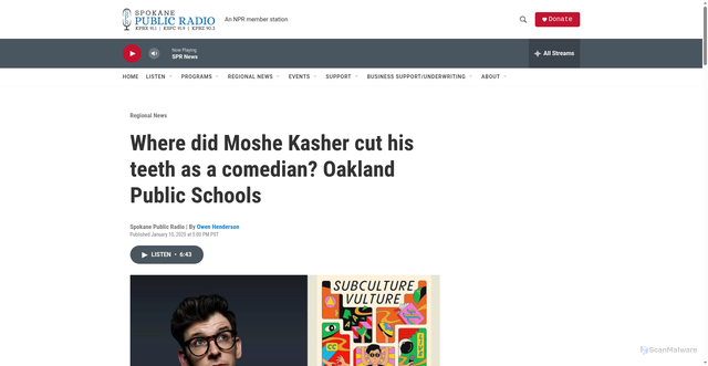 Security scan screenshot of https://www.spokanepublicradio.org/2025-01-10/where-did-moshe-kasher-cut-his-teeth-as-a-comedian-oakland-public-schools
