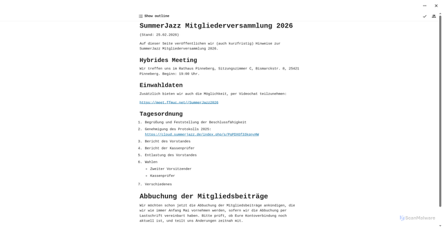Security scan screenshot of https://cloud.summerjazz.de/index.php/s/6K2kTJRRwByp6Ep