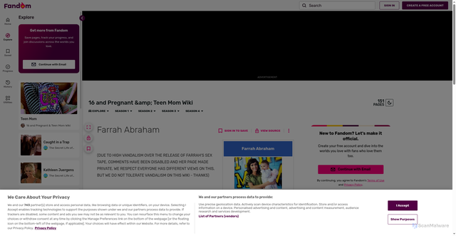 Security scan screenshot of https://mtvmoms.fandom.com/wiki/Farrah_Abraham
