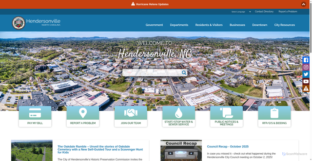 Security scan screenshot of https://www.hendersonvillenc.gov/