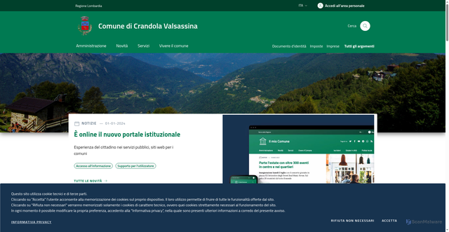Security scan screenshot of https://www.comune.crandola.lc.it/