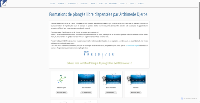 Security scan screenshot of http://djerba-plongee.fr/index.php?page=formation-apnee-djerba