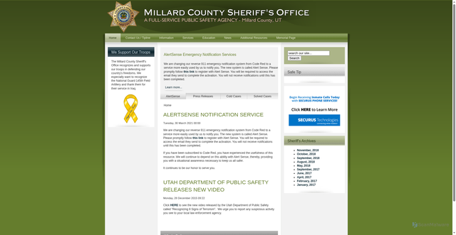 Security scan screenshot of https://millardsheriff.gov/