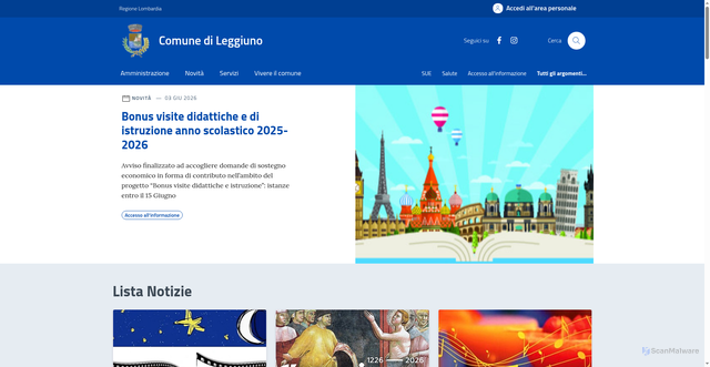 Security scan screenshot of https://www.comune.leggiuno.va.it