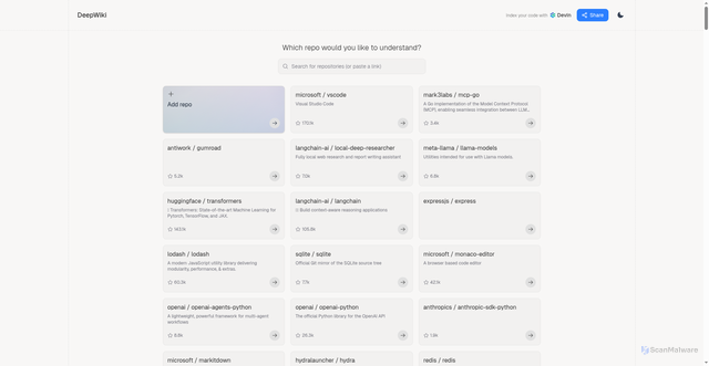 Security scan screenshot of https://deepwiki.com/